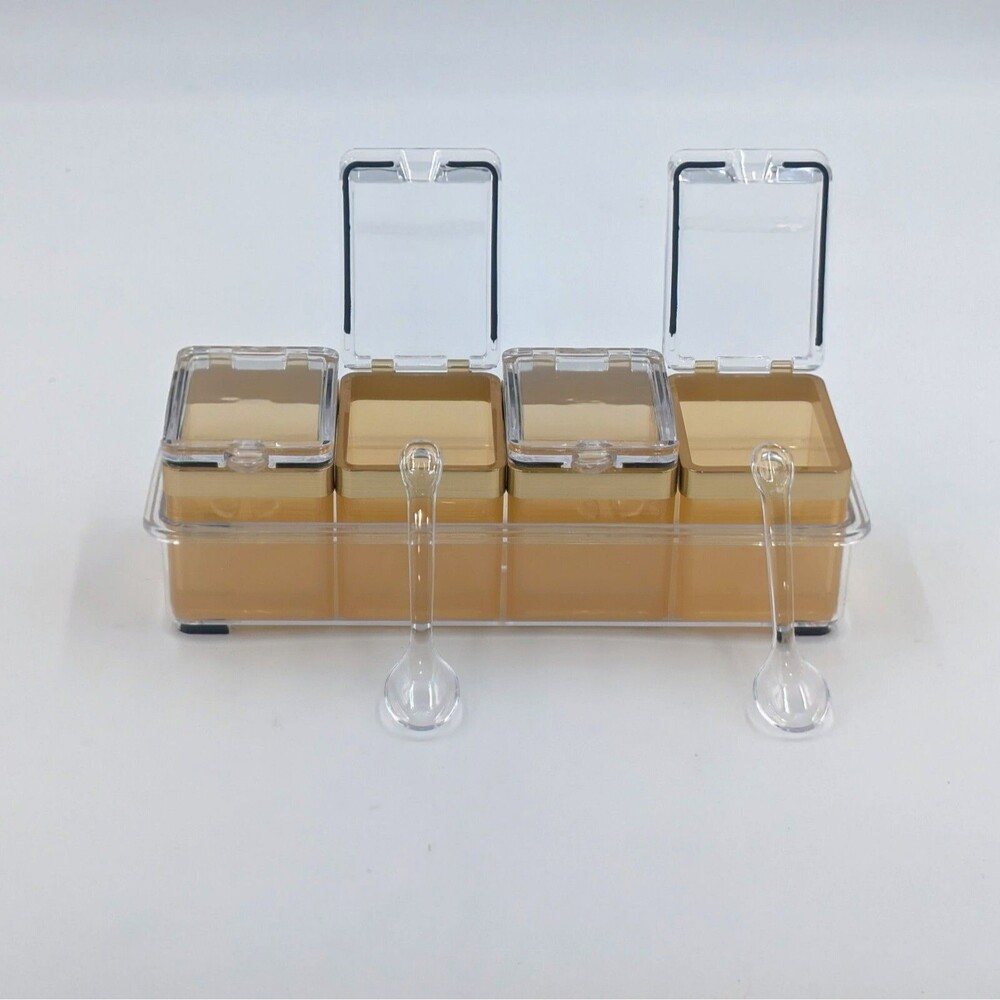 Acrylic Condiment / Spice Organizer With Serving Spoons